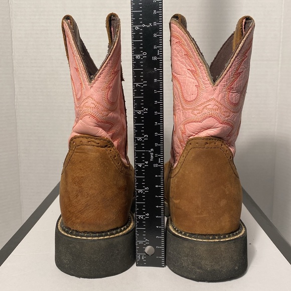 Justin Gypsy Boot Pink Brown Leather Women Western Cowboy Round Toe 9.5 - Picture 8 of 13